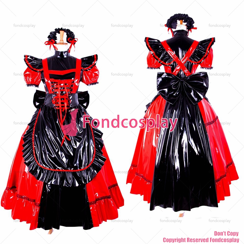 Us 11900 Fondcosplay Adult Sexy Cross Dressing Sissy Maid Long Dress Red Black Thin Pvc 