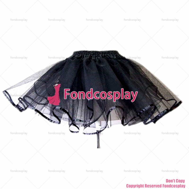 fondcosplay adult sexy cross dressing sissy maid Black Hard yarn Petticoat Underskirt CD/TV[CK393]