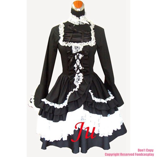 fondcosplay adult sexy cross dressing sissy maid short Gothic Lolita Punk Fashion black cotton Dress skirt CD/TV[CK331]