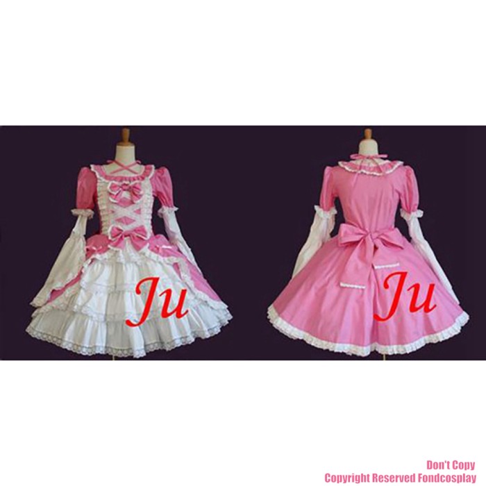 fondcosplay adult sexy cross dressing sissy maid Gothic Lolita Punk Fashion hot pink cotton Dress Uniform CD/TV[CK680]