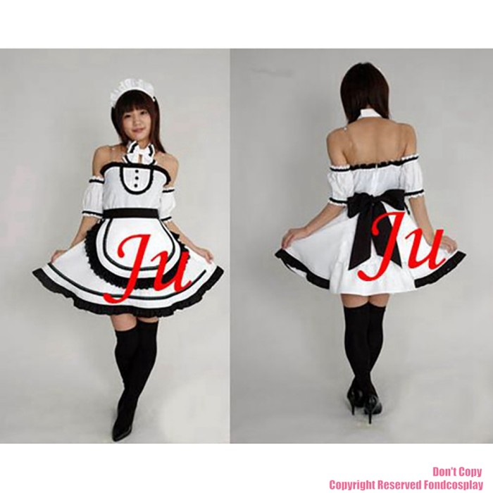 fondcosplay adult sexy cross dressing sissy maid short white Cotton Dress Uniform apron Costume CD/TV[CK767]