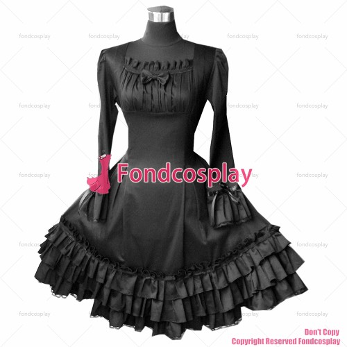 fondcosplay adult sexy cross dressing sissy maid short Gothic Lolita Punk Fashion black Cotton Outfit Dress CD/TV[CK033]