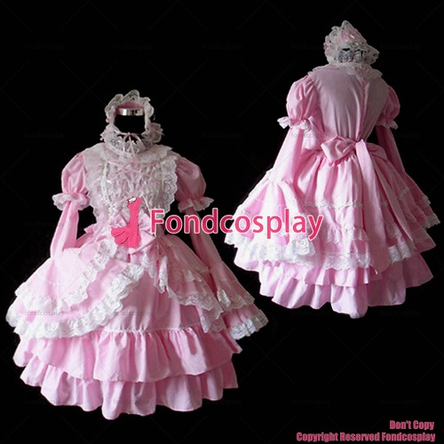 fondcosplay Sissy Maid Gothic Lolita Punk Sweet Fashion baby pink cotton Dress Cosplay Costume CD/TV[CK1204]