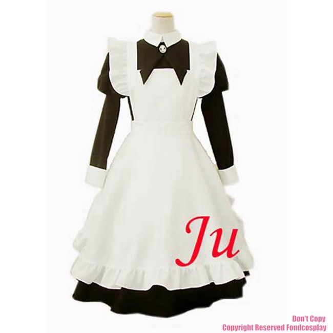 fondcosplay adult sexy cross dressing sissy maid short black cotton Dress Uniform white apron Costume Custom-made[CK013]