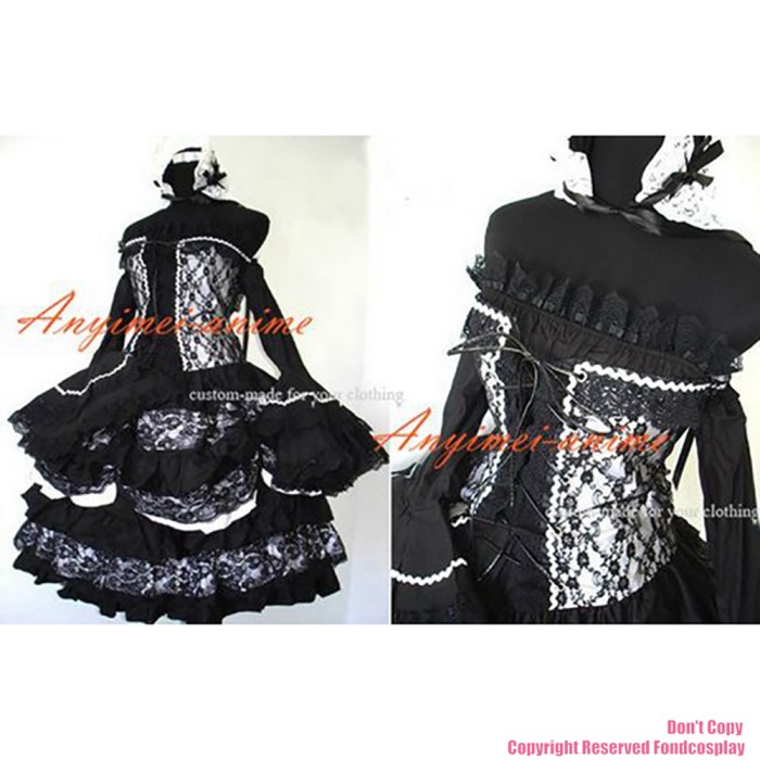 fondcosplay Gothic Lolita Punk Fashion black cotton Dress Cosplay Costume CD/TV[CK955]