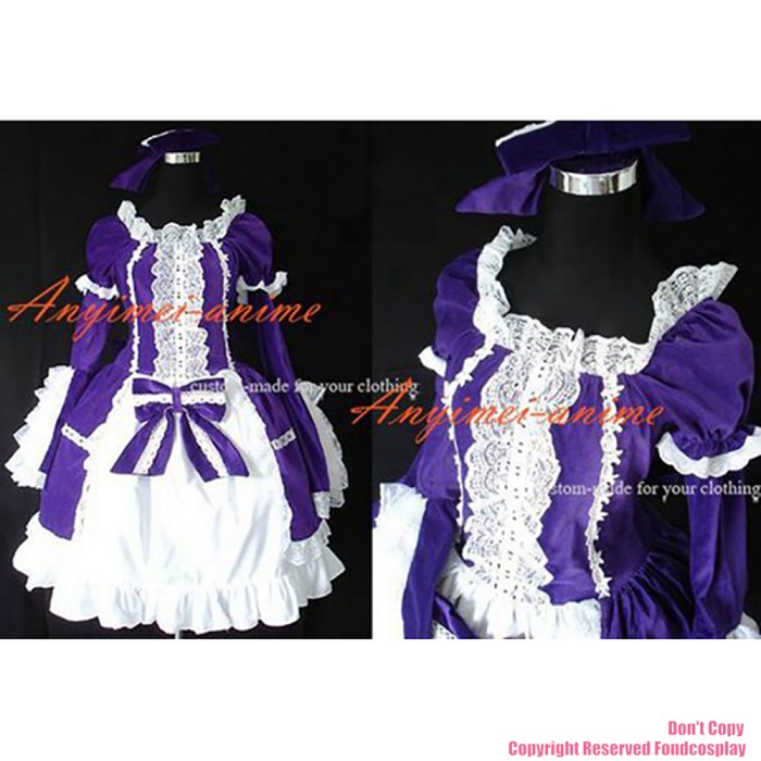 fondcosplay Sissy Maid Gothic Lolita Punk Fashion Purple cotton Dress Cosplay Costume CD/TV[CK956]