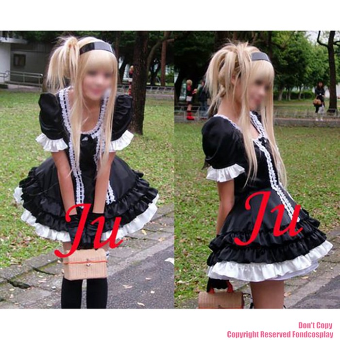 fondcosplay adult sexy cross dressing sissy maid short Gothic Lolita Punk cotton Lockable Dress Costume CD/TV[CK184]