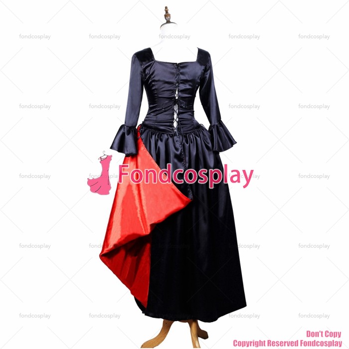 fondcosplay O dress the Story of O with bra nude breasted black Satin dress cosplay costume CD/TV[G3718]