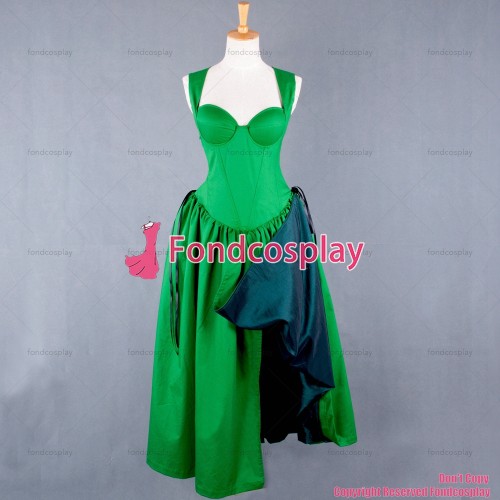 fondcosplay O Dress The Story Of O With Bra Green Taffeta Dress nude breasted Cosplay Costume CD/TV[G743]