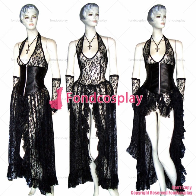 fondcosplay O Dress The Story Of O Black Lace Dress corset Cosplay Costume CD/TV[G355]