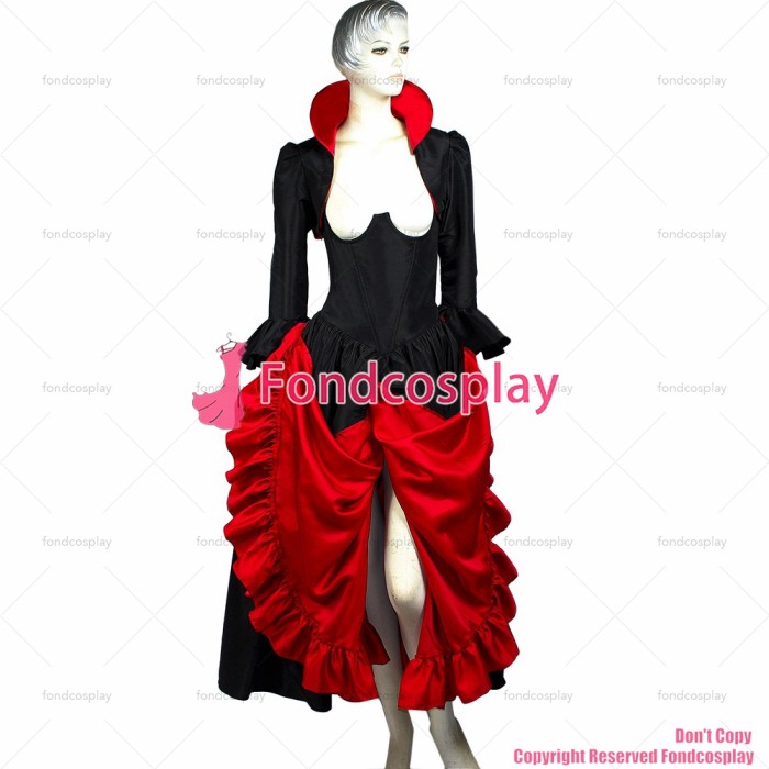fondcosplay O Dress The Story Of O With Bra Gothic Punk Black Taffeta nude breasted Dress jackets Costume CD/TV[G298]