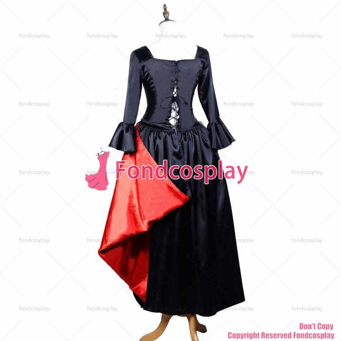 fondcosplay O dress the Story of O with bra nude breasted black Satin dress cosplay costume CD/TV[G3718]