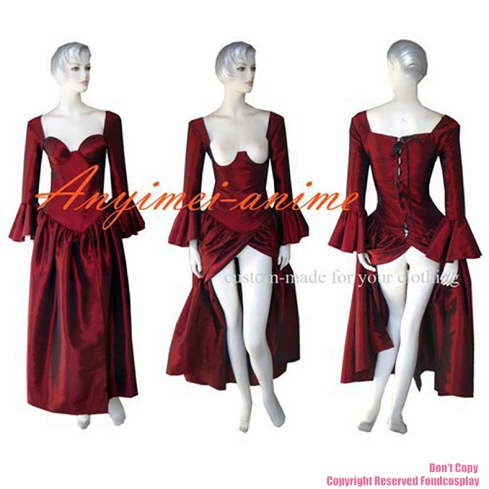 fondcosplay O Dress The Story Of O With Bra nude breasted Red Tafetta Dress Cosplay Costume CD/TV[G231]