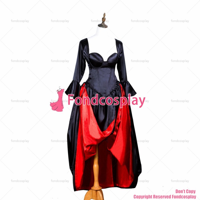 fondcosplay O dress the Story of O with bra nude breasted black Satin dress cosplay costume CD/TV[G3718]