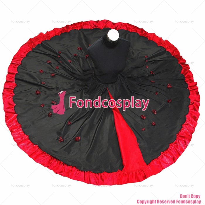 fondcosplay O Skirt The Story Of O Tafetta black red Satin Dress Cosplay Costume CD/TV[G424]