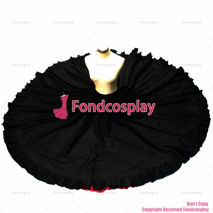 fondcosplay O Skirt The Story Of O Tafetta black red Satin full Dress Cosplay Costume CD/TV[G362]