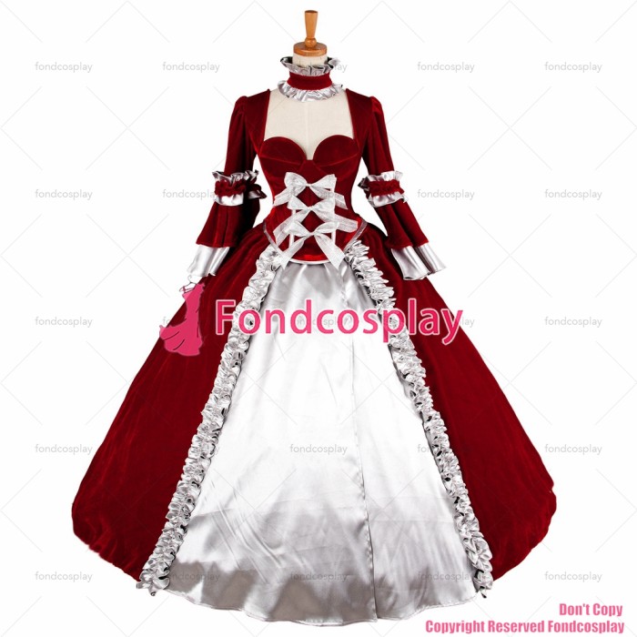 fondcosplay O Dress The Story Of O Bodice With Bra red velvet top Skirt Cosplay Costume CD/TV[G1329]