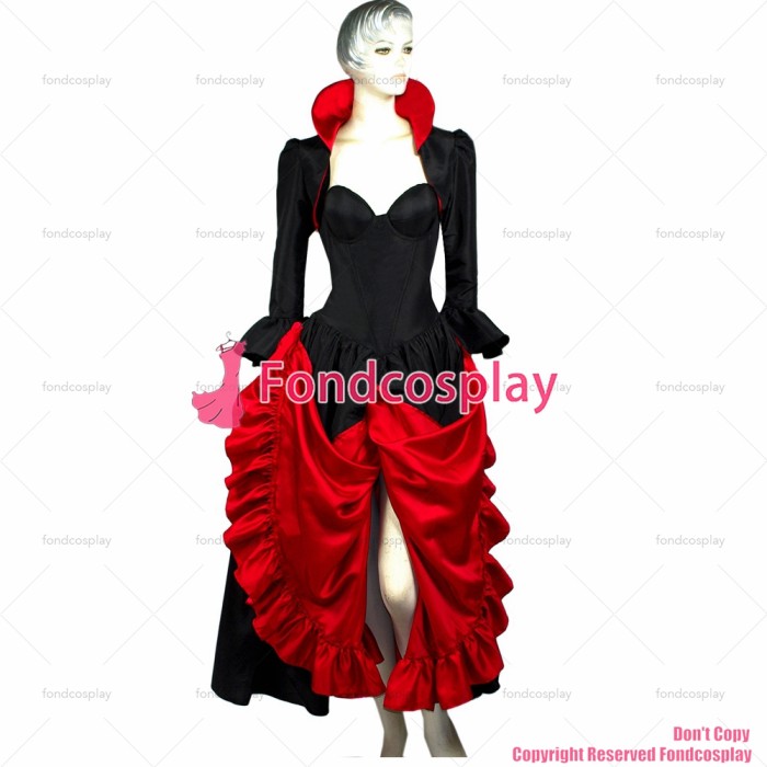 fondcosplay O Dress The Story Of O With Bra Gothic Punk Black Taffeta nude breasted Dress jackets Costume CD/TV[G298]