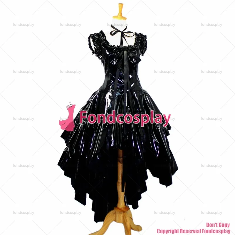 fondcosplay cross dressing sissy maid Chobits Chii Black Pvc Dress Cosplay Costume Tailor-Made[G649]