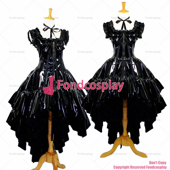 fondcosplay cross dressing sissy maid Chobits Chii Black Pvc Dress Cosplay Costume Tailor-Made[G649]