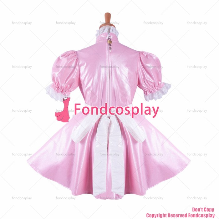 G1424 lockable Faux leather baby pink dress XX-Large size