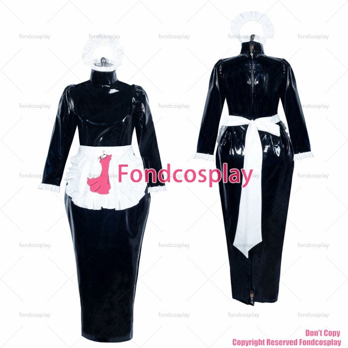 G3893 lockable black heavy PVC dress Large size