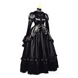 Black Satin Long Ruffled Sissy Maid Dress – Handmade & Lockable [G660]