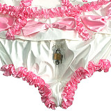 White Sissy Maid With Hood and Panties Lockable Thin PVC Short Dress G3704