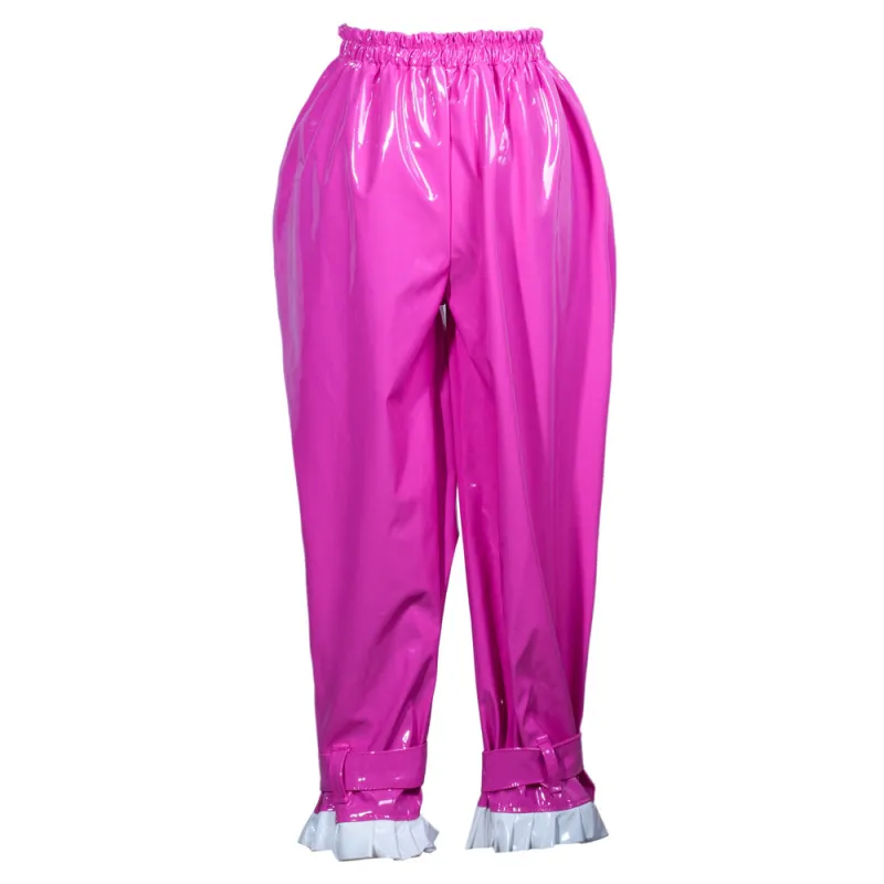 Hot Pink Sissy Maid Lockable Heavy PVC Long Pants G3775