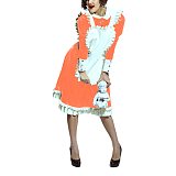 Lolita Peter Pan Collar Long Sleeve Knee-Length Maid Dress with Ruffled Apron Men Women French Maid Cosplay Costume Maid Uniform