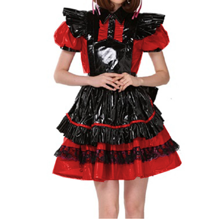 Women Sexy Maid Cosplay Costume Hollow Out Front Cross Straps Lace Mini Maid  Dress with Apron Nightclub Role Play Uniforms Sets - AliExpress