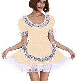 25 Color White Lace Splicing Maid Dress Lady PVC Lolita Mini Dress
