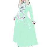 Sexy Maid Costumes Lace Tirmming Long Dress Sissy PVC Long Sleeve Lockable Stand Neck Dress Maid Uniform Dress Cosplay Fetish