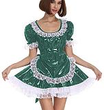 25 Color White Lace Splicing Maid Dress Lady PVC Lolita Mini Dress
