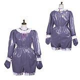 Sissy Bodysuit Adult Baby PVC Long Sleeve Ruffle Jumpsuit O Neck Gay Back Zipper Pleated Pajamas Cosplay Uniform Maid Jumpsuit