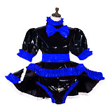 Lockable Sissy Maid Dress Plus Size Lolita PVC Maid Cosume with Bow PVC Crossdressing Fetish Wear Sissy Dress