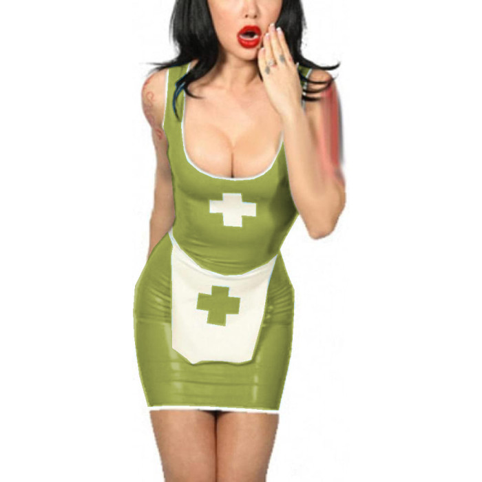 Sexy Nurse Cosplay Costume, Hollow Out Mini Dress, Women's Clothing