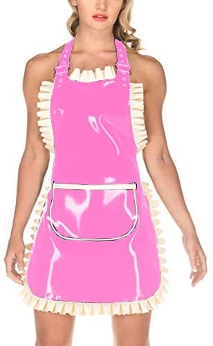23 Colors Halter Adjustable Strap Mini Dress Ladies PVC Pocket Front Maid Dress