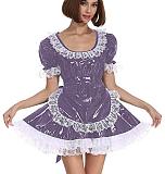 25 Color White Lace Splicing Maid Dress Lady PVC Lolita Mini Dress