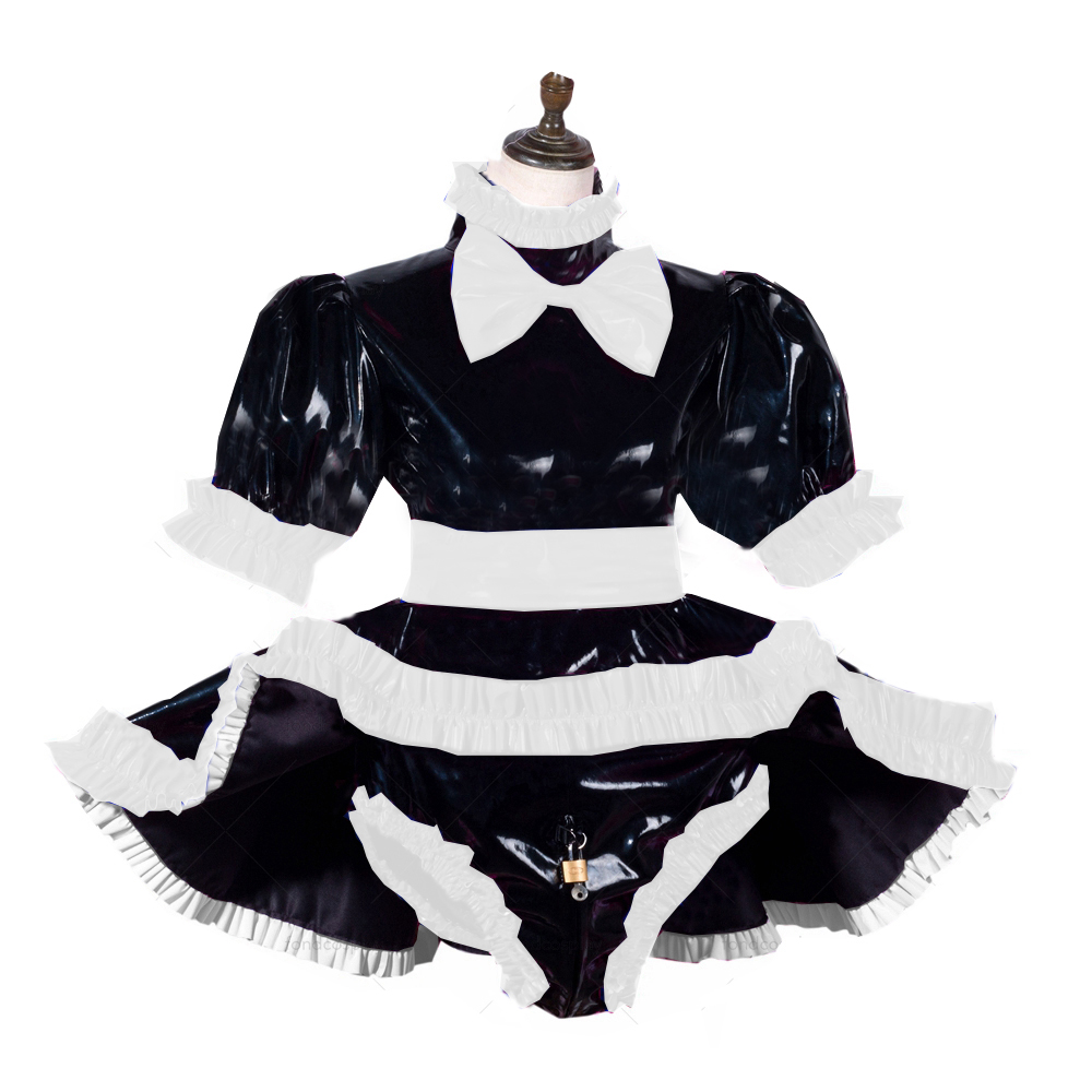 Sissy Dress Lockable Women Clothing Panties Lolita French Maid Set Cosplay  Costumes Plus Size S-7XL