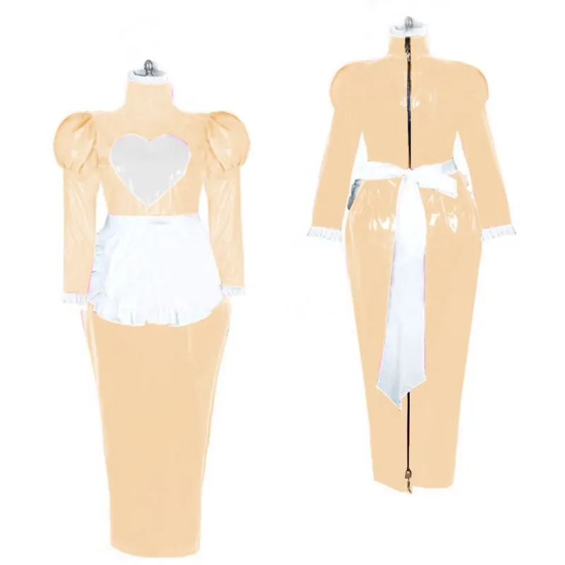 Golitic Maid Dress Long Puff Sleeves Sissy  Maxi Dress Lockable Adult Role Play Long Dress Womens Sexy Halloween Costume 7xl
