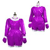 Sissy Bodysuit Adult Baby PVC Long Sleeve Ruffle Jumpsuit O Neck Gay Back Zipper Pleated Pajamas Cosplay Uniform Maid Jumpsuit