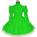 Lolita punk pink PVC Maid Cosplay Fancy Dress Clubwear Long Sleeve Gothic Dress Sexy Sissy French Maid PVC Dress Uniform