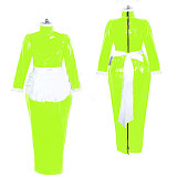 French Maid Lockable Dress Crossdressing for Men Plus Size Women Long Sleeves Bodycon Dresses Sissy Uniform Cosplay Tailor-made