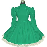 Lolita punk pink PVC Maid Cosplay Fancy Dress Clubwear Long Sleeve Gothic Dress Sexy Sissy French Maid PVC Dress Uniform