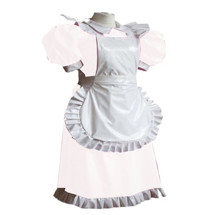 Plus Size Lolita Dress PVC Sissy Elegant Puff Sleeve Mini Dress Wetlook Shiny Gothic Lolita Service Dress Men Cross dress
