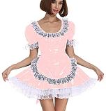25 Color White Lace Splicing Maid Dress Lady PVC Lolita Mini Dress