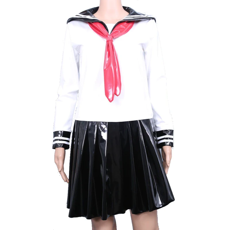 White Schoolgirl Leather PVC Uniform Japanese Class Navy Sailor Students Clothes For Girls Anime cosplay sailor moon 3 Pcs/set