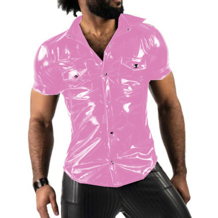 Fashion Trend Men Shirts Fashion Short Sleeve Turn-down Shirt Blouse Tops With Pocket Party Clubwear Overshirt Sports Shirts 7XL