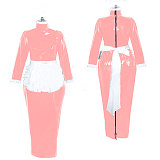 French Maid Lockable Dress Crossdressing for Men Plus Size Women Long Sleeves Bodycon Dresses Sissy Uniform Cosplay Tailor-made
